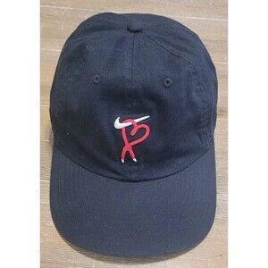 Nike Heart Laces Club Cap M/L Black Adjustable Hat White Swoosh W Red Heart Rare